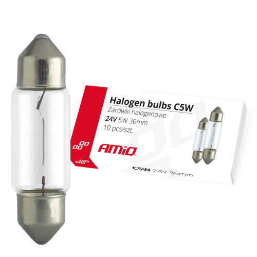 Lâmpada 24V 5W Tubular 36mm Caixa de 10 unidades Amio 01000