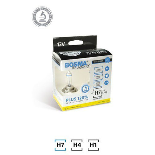 Kit 2 Lâmpadas Luz Branca H4 Bosma Plus 120% 61BH4-150