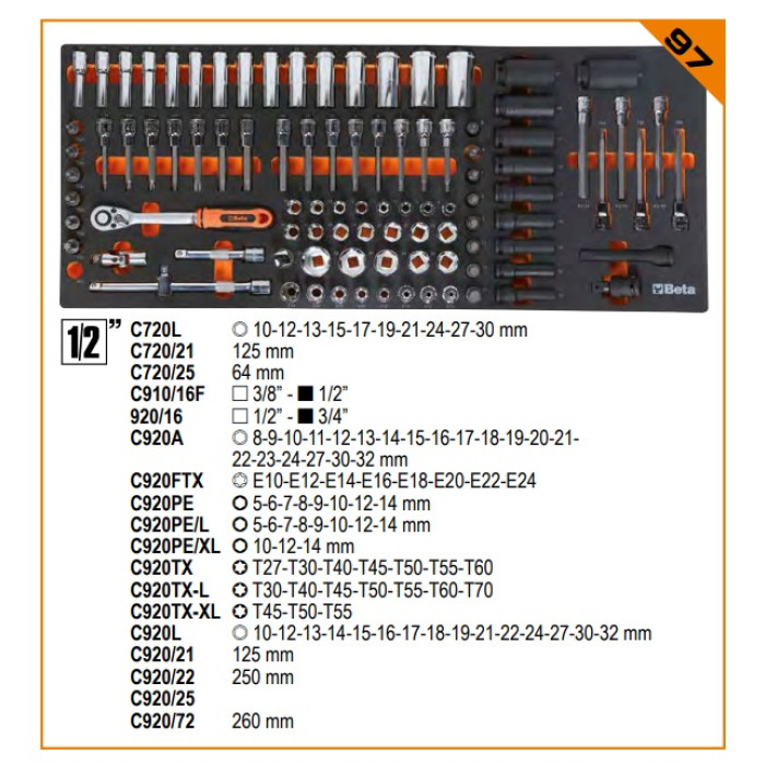 Beta 024002254 2400S XLO9/E-XXL Carro de herramientas con 9 cajones 614  piezas Naranja