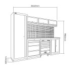 Conjunto Armários de Trabalho com Tampo de Madeira + Modulo com 172 ferramentas 