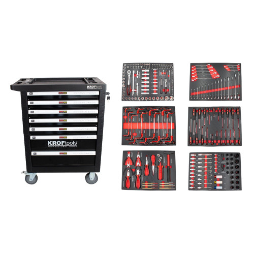 Kit Carro de Ferramentas 7 Gavetas Kroftools 8611 + 236 Ferramentas