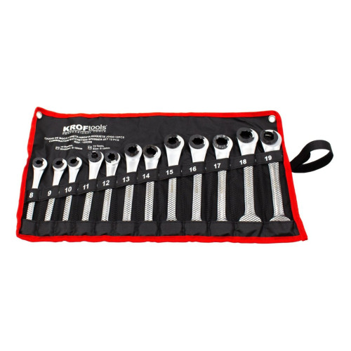 Jogo Chaves Boca/Luneta Aberta com Roquete 12 Peças Kroftools 120200 Jogo Chaves Boca/Luneta Aberta com Roquete 12 Peças Kroftools 120200
