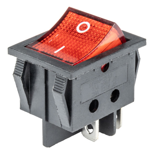 Interruptor basculante 2 posições estáveis - ON-OFF - 250VAC 15A (4 pinos) - luminoso vermelho