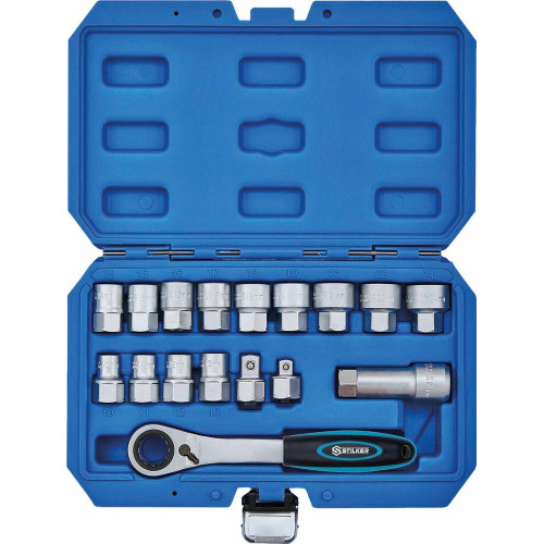 Conjunto de Chaves Passantes 3/8″ + 1/2″ – 17 Peças