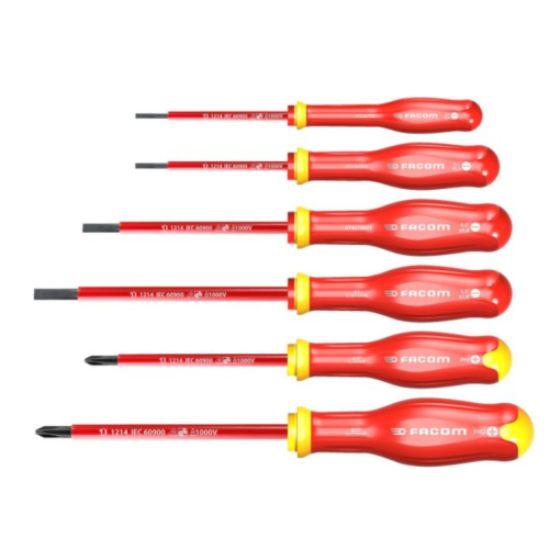 Jogo de 6 Chaves Fenda e Philips Isoladas 1000 Volts Facom ATPVE.J6PB