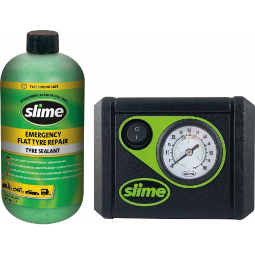 Kit Reparação Anti‑Furo 473 ml com compressor 12 V (para pneus tubeless)  Slime 