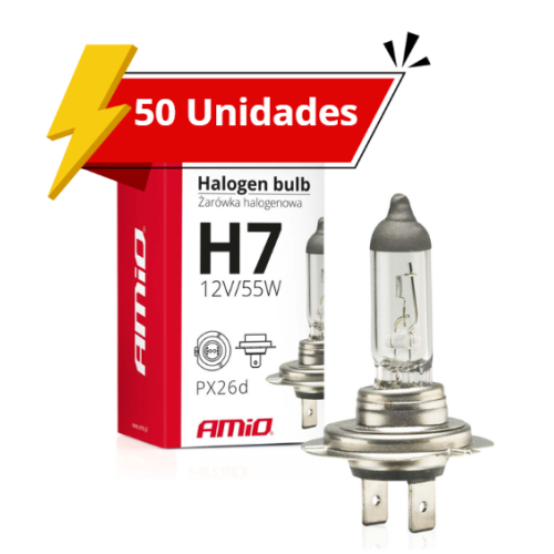 Pack 50 Lâmpadas H7 12V 55W PX 26d UV Filtro Amio 01156