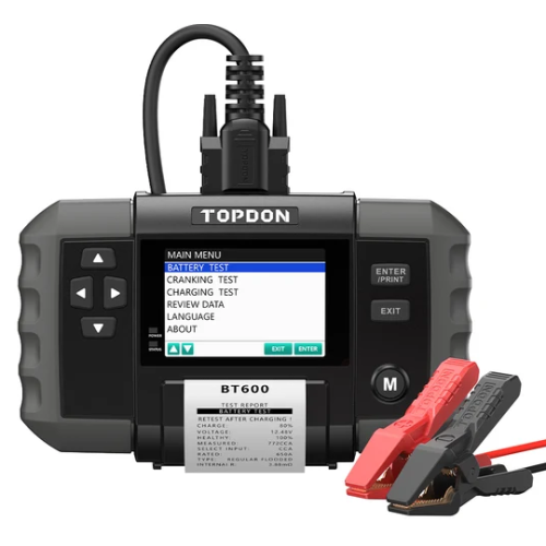 Testador de Baterias 12V/24V com Impressora – TOPDON BT600